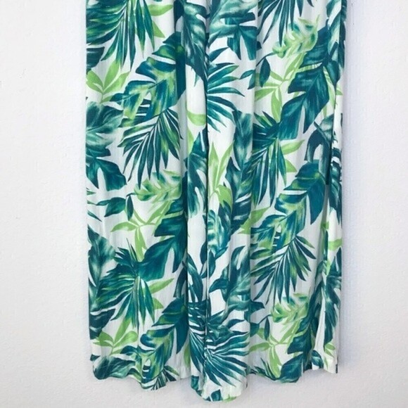 Mustard Seed Tropical Foliage High Waist Straight Leg Pull On Summer Beach Pants - Picture 6 of 11
